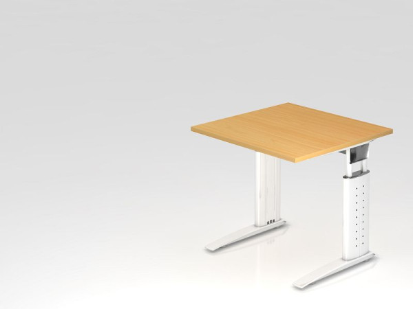 Hammerbacher stôl C-noha 80x80cm buk/biela, pracovná výška 68-86 nastaviteľná, VUS08/6/W