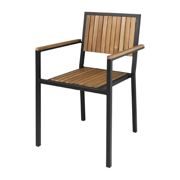 Stoličky z ocele Bolero a akáciového dreva s podrúčkami, PU: 4 kusy, DS151