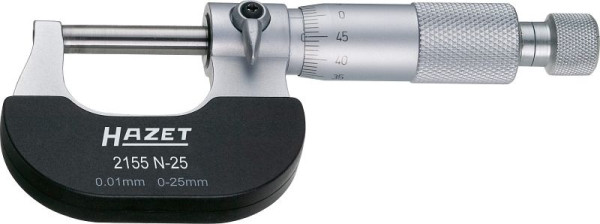 Presné mikrometre Hazet, rozsah merania 0 - 25 mm, upínací krúžok a spáromer, 2155N-25