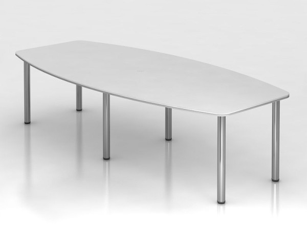 Hammerbacher konferenčný stolík 280cm/6 chrómových nôh biely, súdkovitý, VKT28C/W/C