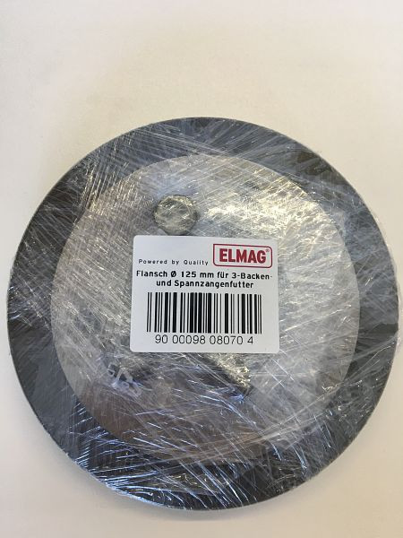 ELMAG príruba Ø 125 mm pre 3-čeľusťové a klieštinové skľučovadlá, pre Superturn 550/125 a 700/140, 9808070