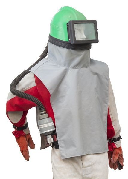 ELMAG ochranná maska (helma) komplet typ 'Astro' M06 pre pieskovacie stroje, vrátane brušného pásu s riadiacou jednotkou a filtrom s aktívnym uhlím, 22380