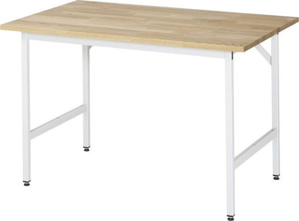 Pracovný stôl zo série RAU Jerry (3030) - výškovo nastaviteľná, masívna buková doska, 1250x800-850x800 mm, 06-500B80-12.12