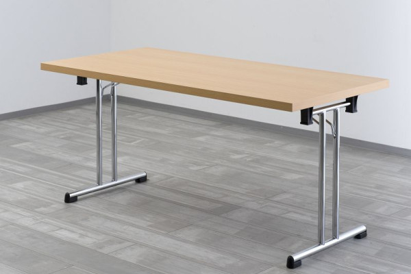Skladací stôl Hammerbacher 160x80 cm buk/chróm rám, obdĺžnikový tvar, VKL16/6/C