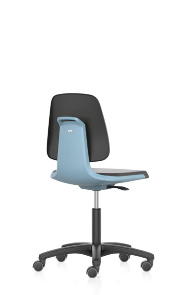 bimos pracovná stolička Labsit s kolieskami, sedadlo V.450-650 mm, PU pena, modrá škrupina sedadla, 9123-2000-3277