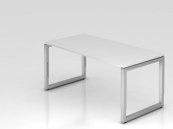 Hammerbacher písací stôl O-noha štvorcový 160x80cm biela, obdĺžnikový tvar s plávajúcou stolovou doskou, VRS16/W/S