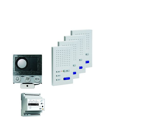 Inštalácia TCS audio:pack pre 4 bytové jednotky, so vstavaným reproduktorom ASI12000 + 4x handsfree reproduktor ISW3030 + riadiaca jednotka BVS20, PAIF040/004