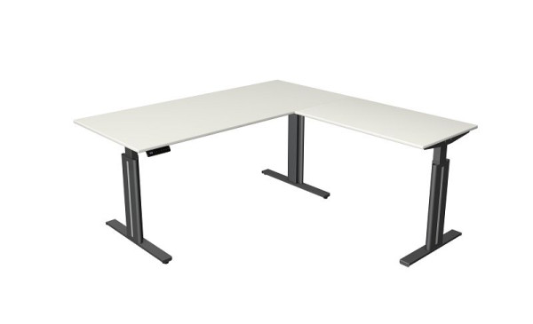Sedací/stojací stôl Kerkmann Š 1800 x H 800 mm, s prídavným prvkom 1000 x 600 mm, elektricky výškovo nastaviteľný od 720-1200 mm, pamäťová funkcia, biela, 10324510