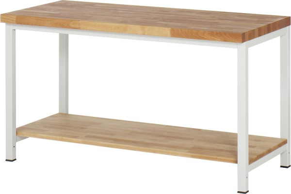 Pracovný stôl RAU série BASIC-8 - model 8000-7, masívna buková polica, 1500x840x700 mm, A3-8000-7-15S