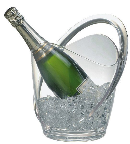 Chladnička na víno/šampanské APS, 23 x 22 cm, výška: 27,5 cm, MS, krištáľovo čistá, 3 litre, vhodné na jednu fľašu, s rúčkou na prenášanie, 36055