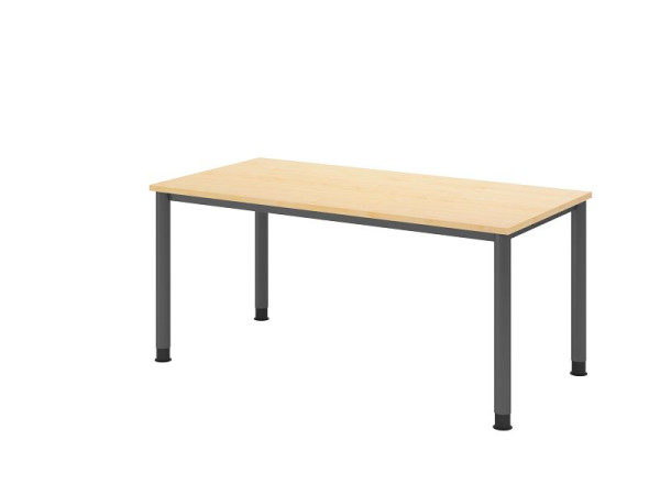 Písací stôl Hammerbacher HS16, 160 x 80 cm, doska: javor, hrúbka 25 mm, 4-nohý grafitový rám, pracovná výška 68,5-81 cm, VHS16/3/G