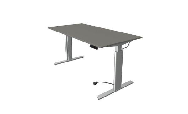 Kerkmann Move 3 sed/stojací stôl strieborný, Š 1600 x H 800 mm, elektricky výškovo nastaviteľný od 720-1200 mm, grafit, 10232812