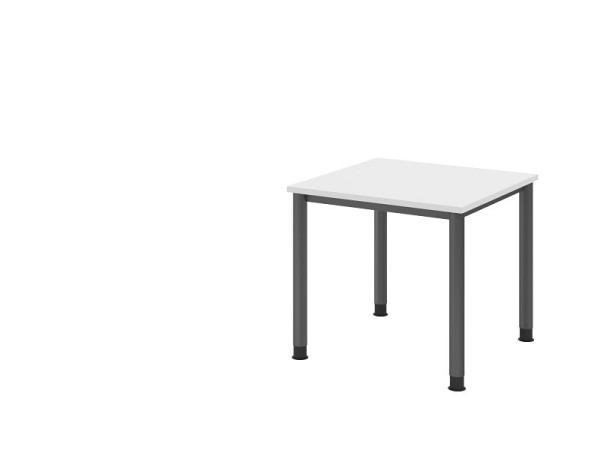 Písací stôl Hammerbacher HS08, 80 x 80 cm, doska: biela, hrúbka 25 mm, 4-nohý grafitový rám, pracovná výška 68,5-81 cm, VHS08/W/G
