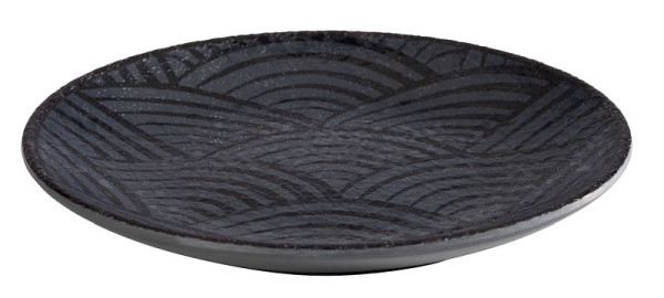 APS tanier -DARK WAVE-, Ø 14,5 cm, výška: 1,5 cm, melamín, vnútro: dekor, vonku: čierne, 84907