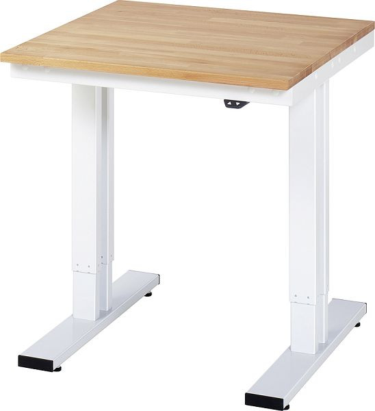 Pracovný stôl RAU série adlatus 300 (elektricky výškovo nastaviteľný), masívna buková doska, 750x720-1120x800 mm, 08-WT-075-080-B