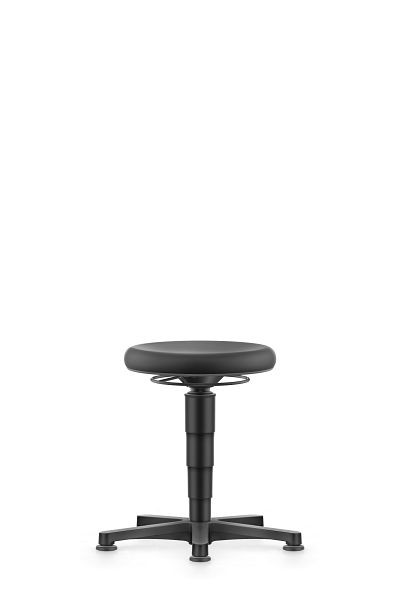 bimos všestranná stolička s klzákom, čierny PU, výška sedu 450-650 mm, krúžok sivej farby, 9460-2000-3278