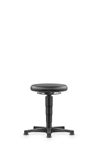 všestranná stolička bimos s klzákom, čierna syntetická koža, výška sedadla 450-650 mm, krúžok sivej farby, 9460-MG01-3278