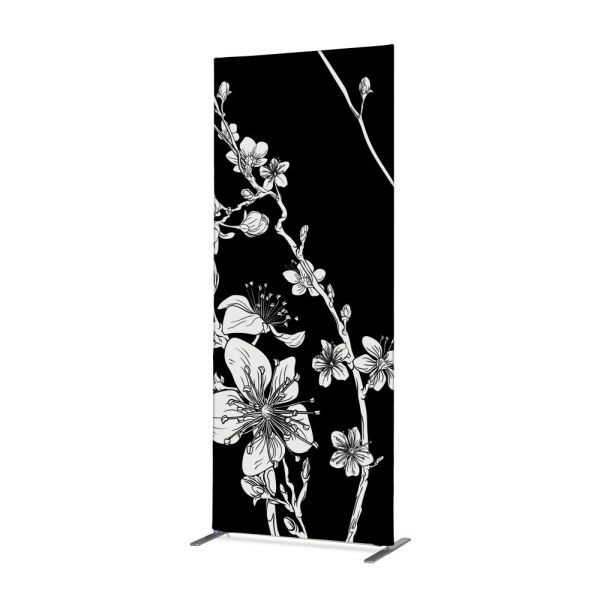Showdown Displays Textilná dekorácia na prepážku miestnosti 85-200 Abstrakt Japonský čerešňový kvet čierny, ZBSLIM085-200-DSI7