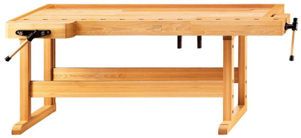 Pracovné stoly ANKE pracovný stôl; 2220 x 850 x 900 mm; Rozpätie predného zveráka 215 mm, zadného zveráka 240 mm, s 1 párom obdĺžnikových lavicových hákov, 800.021