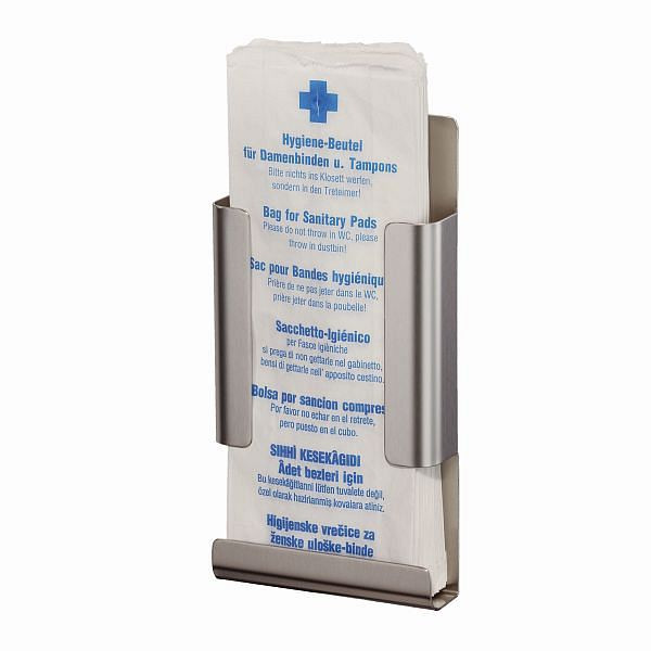 Držiak hygienického vrecka Air Wolf, séria Omicron II, V x Š x H: 260 x 130 x 40 mm, brúsená nehrdzavejúca oceľ, 35-792