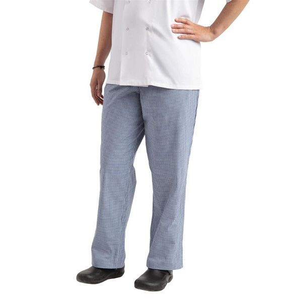 Whites unisex kuchárske nohavice Easyfit modro biele kárované XXL, A025T-XXL