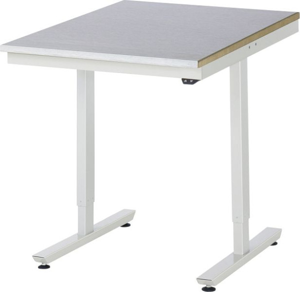 Pracovný stôl RAU série adlatus 150 (elektricky výškovo nastaviteľný), pracovná doska s krytom z oceľového plechu, 750x720-1120x1000 mm, 08-AT-075-100-S
