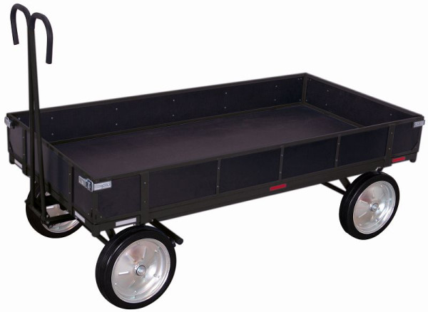 Ručný plošinový vozík VARIOfit s bočnou stenou, vonkajšie rozmery: 2 080 x 1 030 x 1 340 mm (ŠxHxV), súprava kolies: celogumové obruče, zu-15201/AG