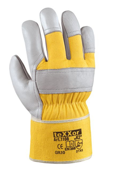 teXXor TOP celozrnné rukavice z hovädzej kože "K2", veľkosť: 8, balenie: 120 párov, 1108-8