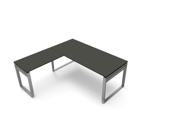 Písací stôl Kerkmann Š 1800 x H 800 x V 680-820 mm s rozkladacím stolom, tvar 5, farba: antracit, 11405913