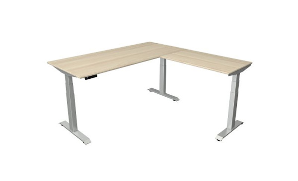 Sedací/stojací stôl Kerkmann Š 1800 x H 800 mm s prídavným prvkom 1000 x 600 mm, elektricky výškovo nastaviteľný od 640-1290 mm, javor, 10043150
