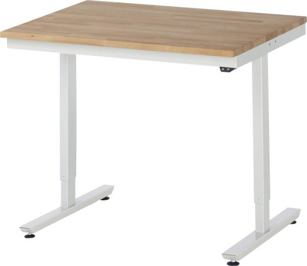 Pracovný stôl RAU série adlatus 150 (elektricky výškovo nastaviteľný), pracovná doska z masívneho buku, 1000x720-1120x800 mm, 08-AT-100-080-B