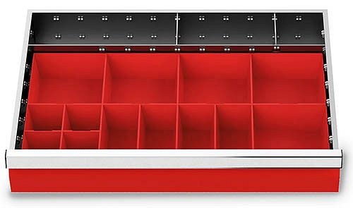 Bedrunka+Hirth zásuvkové vložky T500 R 24-16, boxy na malé diely, pre výšku panelu 100 mm, 16 dielov, 168-132