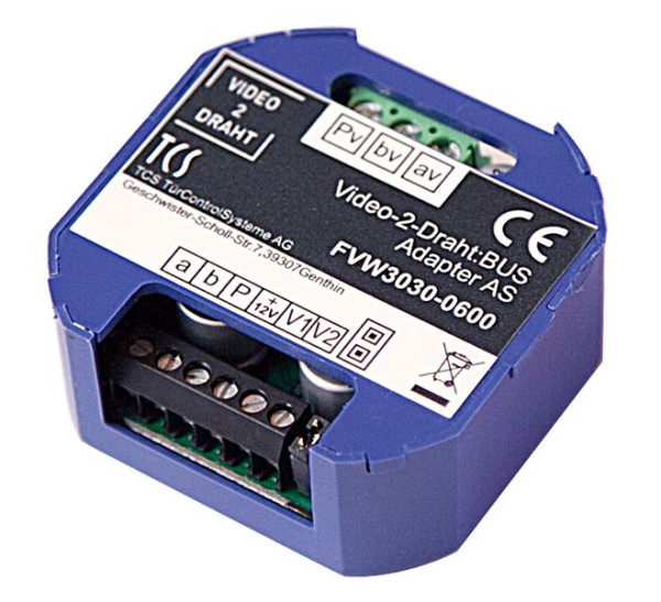 TCS video 2-wire:BUS adaptér na pripojenie video staníc v 6-drôtovej technológii k video 2-wire:BUS, FVW3030-0600