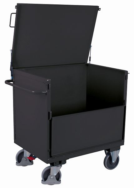Plechový boxový vozík VARIOfit pevne zváraný, s vekom, vonkajšie rozmery: 1 165 x 730 x 1 115 mm (ŠxHxV), sw-700.415/AG