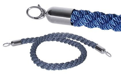 Vymedzovacie lano Contacto, modré, 150 cm bez zamatového poťahu, chróm, 1604/754