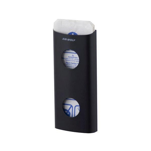Zásobník hygienických sáčkov Air Wolf, séria Alpha, V x Š x H: 262 x 117 x 35 mm, matná čierna nehrdzavejúca oceľ, 60-137