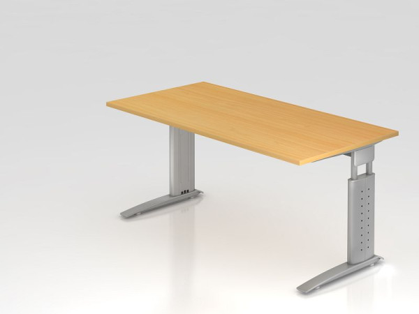 Hammerbacher písací stôl C-noha 160x80cm buk/strieborná, pracovná výška 68-86 nastaviteľná, VUS16/6/S