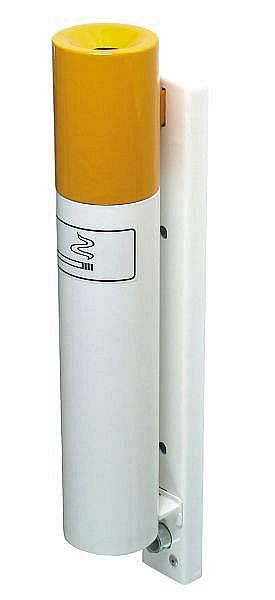 Renner nástenný popolník cigaretového vzhľadu (Ø 76 mm), žiarovo pozinkovaný a práškovo lakovaný, kukuričná žltá/dopravná biela, 7061-00 1006/9016