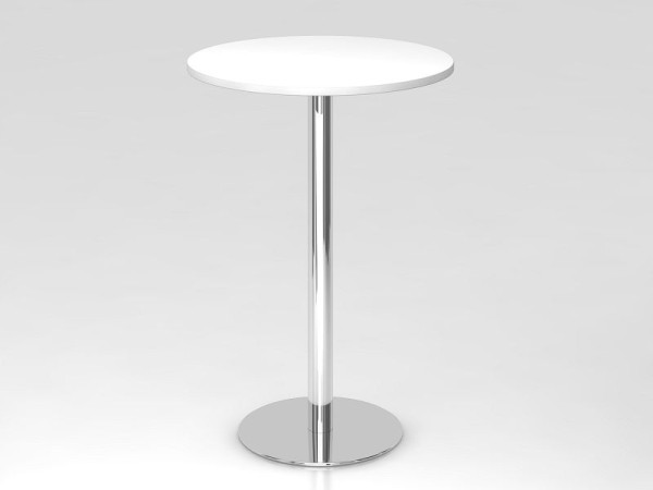 Hammerbacher barový stôl 80cm okrúhly biely/chróm, chrómovaný rám, VSTH08/W/C