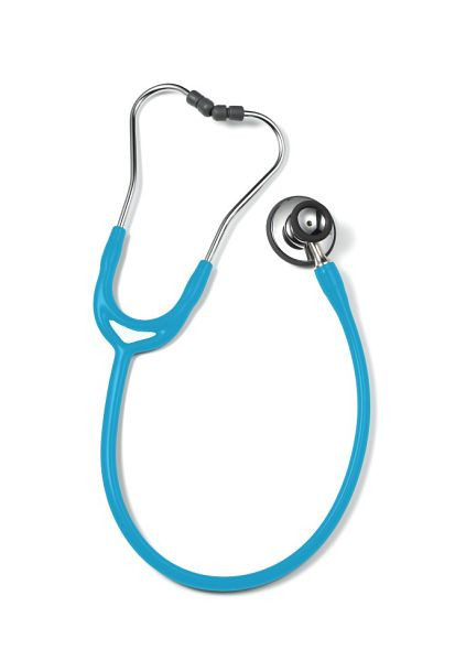 ERKA stetoskop pre dospelých s mäkkými ušnými nástavcami, membránová strana (dvojmembránová) a lieviková strana, dvojkanálový tubus Presný, farba: svetlomodrá, 531.00025