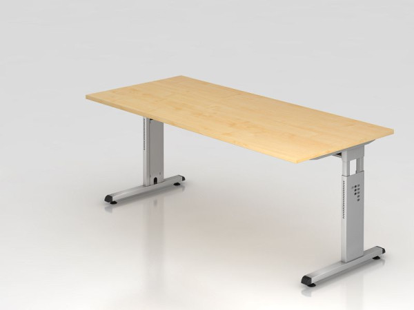 Hammerbacher písací stôl C-noha 180x80cm javor/strieborná, pracovná výška 65-85 cm, VOS19/3/S