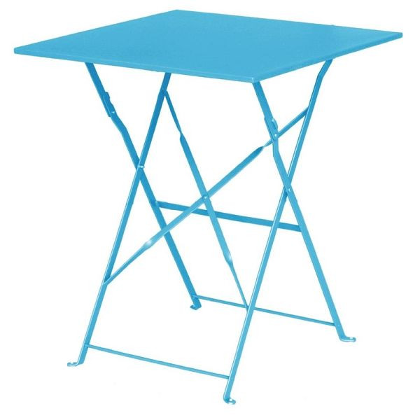 Bolero štvorcový skladací terasový stôl oceľ azúrovo modrá 60cm, GK985