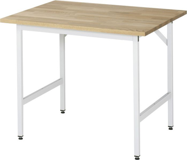 Pracovný stôl zo série RAU Jerry (3030) - výškovo nastaviteľná, masívna buková doska, 1000x800-850x800 mm, 06-500B80-10.12