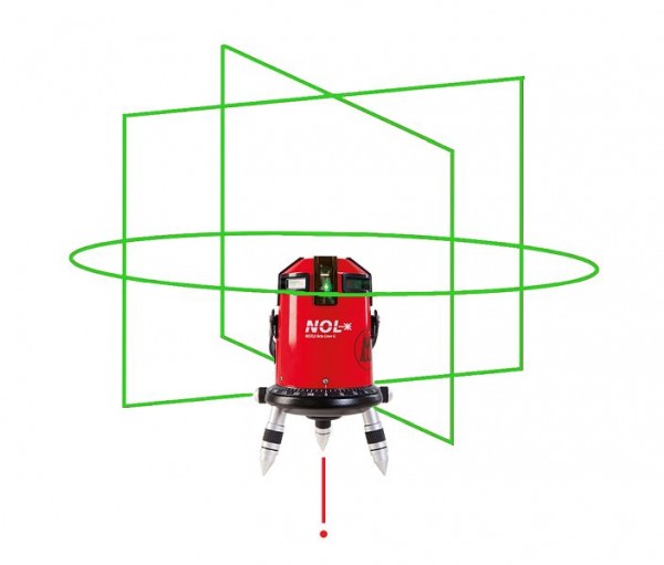 NESTLE Octoliner G so zeleným laserovým lúčom Čiarový laser s 360° horizontálnou čiarou, 4 zvislými čiarami, olovnica dole, IP54, 16114001