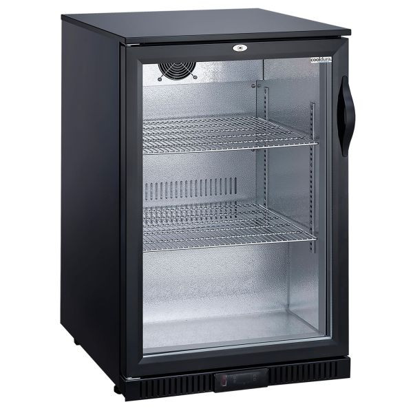 Barová chladnička Cooldura so sklenenými dvierkami – 128 litrov, čierna/strieborná, CBB1D