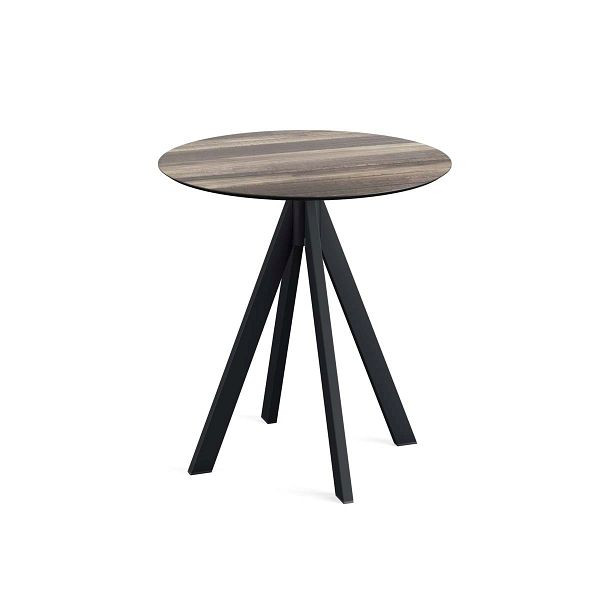 VEBA Infinity terasový stôl čierny rám + Tropické drevo HPL Ø70 cm, 120011270