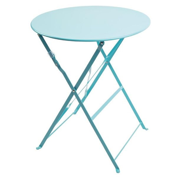 Bolero okrúhly skladací terasový stôl oceľ azúrovo modrá 60cm, GK983