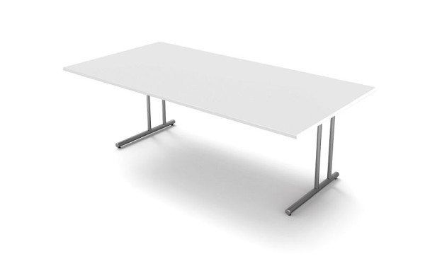 Extra veľký písací stôl Kerkmann, s C-nožným rámom, rozbeh, Š 2000 mm x H 1000 mm x V 750 mm, farba: biela, 11434210