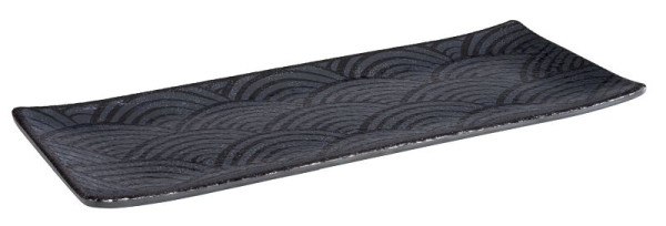 APS podnos -DARK WAVE-, 29 x 12 cm, výška: 1,5 cm, melamín, vnútro: dekor, vonku: čierna, 84906