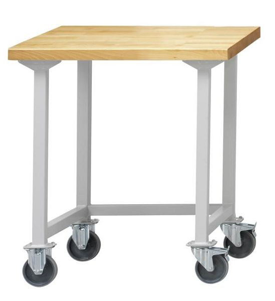 Pracovné stoly ANKE pracovný stôl; mobilné; 800 x 700 x 850 mm; RAL7035; Doska z masívneho buku 50 mm, 400.602